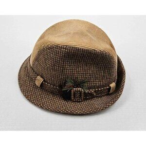 Dobbs Fifth Ave New York Fedora Tweed Corduroy Brown Tan Sz 7 1/4